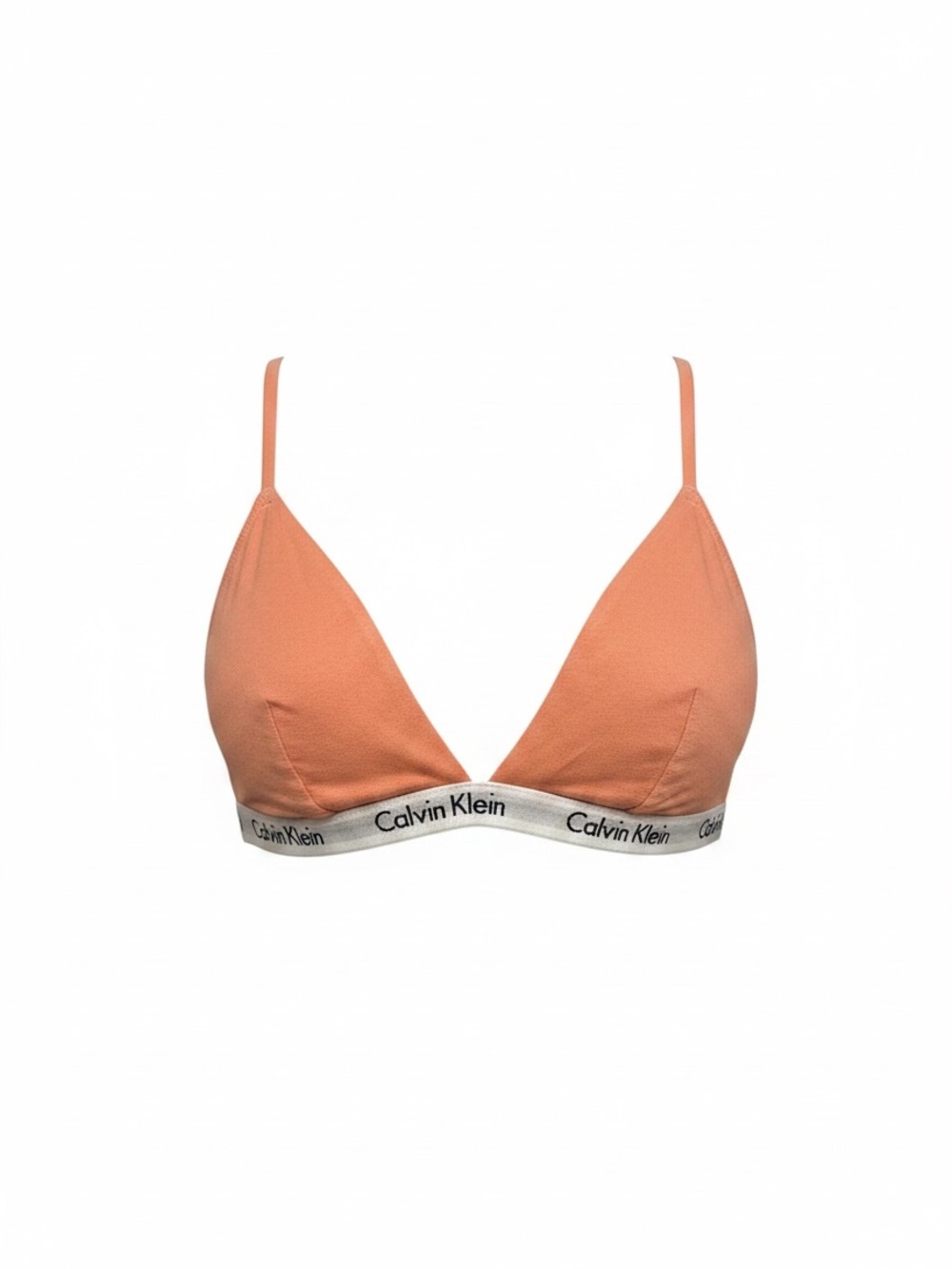 Calvin Klein Peach Triangle Bralette with Logo Band